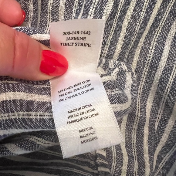 RAILS Jasmine Tibet Striped Linen Smocked Dress Long Sleeve Revolve - Picture 9 of 10